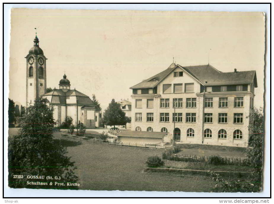 T129/ Gossau St. Gallen  Schule Und Kirche AK 1965 - Au