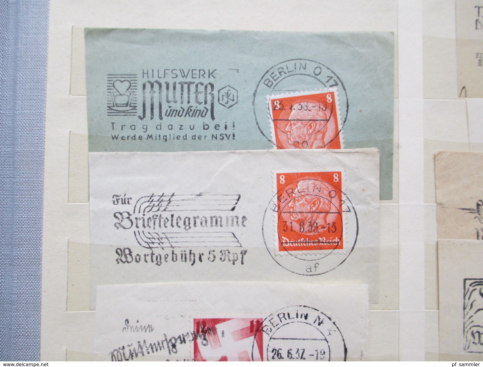 Deutsches Reich 1930 / 40er Jahre Hindenburg Briefstücke mit Werbestempel / Maschinenstempel. ca. 300Stk. Berlin