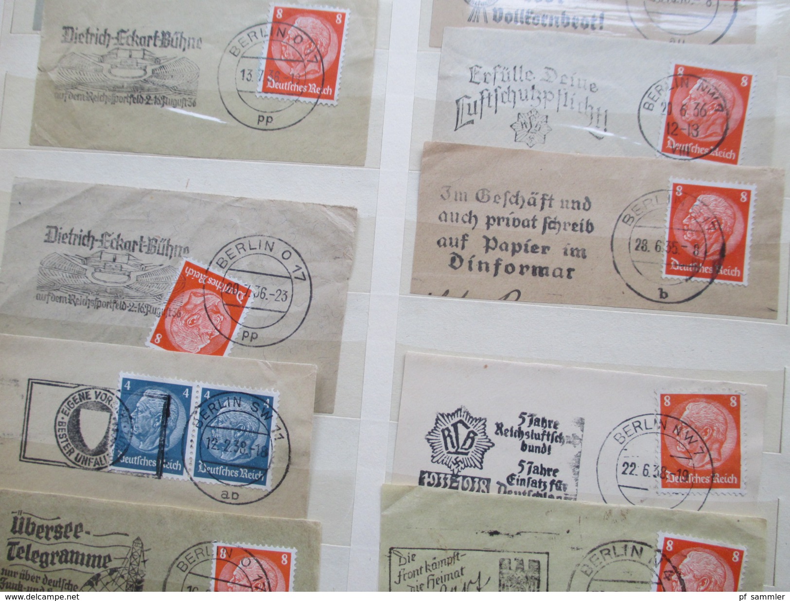 Deutsches Reich 1930 / 40er Jahre Hindenburg Briefstücke mit Werbestempel / Maschinenstempel. ca. 300Stk. Berlin