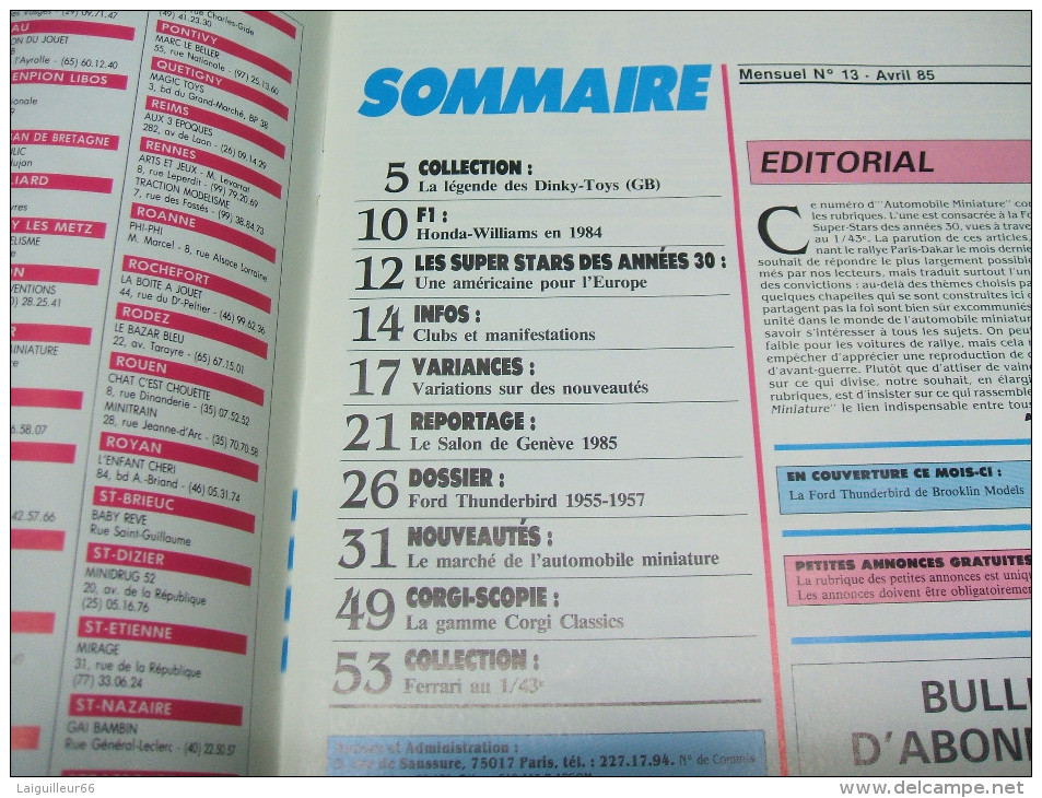 Magazine AUTOMOBILE MINIATURE N°13 Avril 1985 - Literatur & DVD