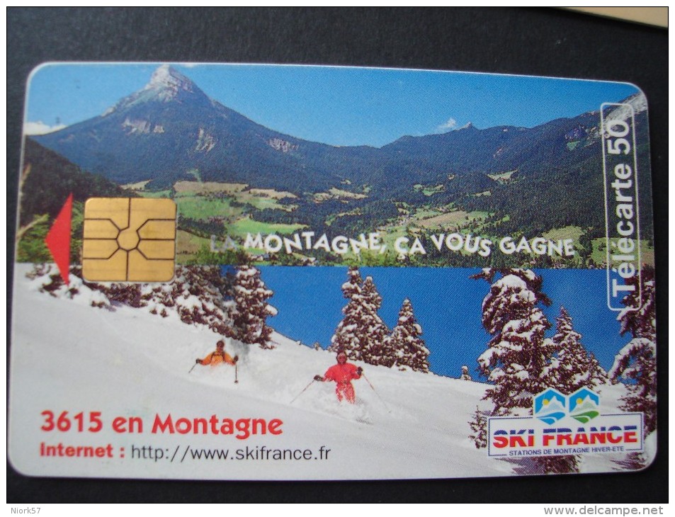 FRANCE USED PHONECARDS SKIERS - Télécartes Holographiques