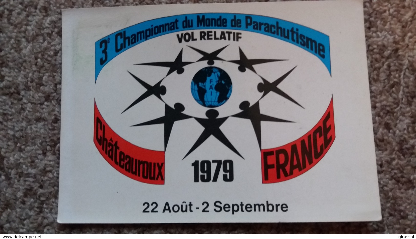 CPSM FEDERATION FRANCAISE DE PARACHUTISME CHAMPIONNAT DU MONDE 1979 CHATEAUROUX VOL RELATIF - Parachutting
