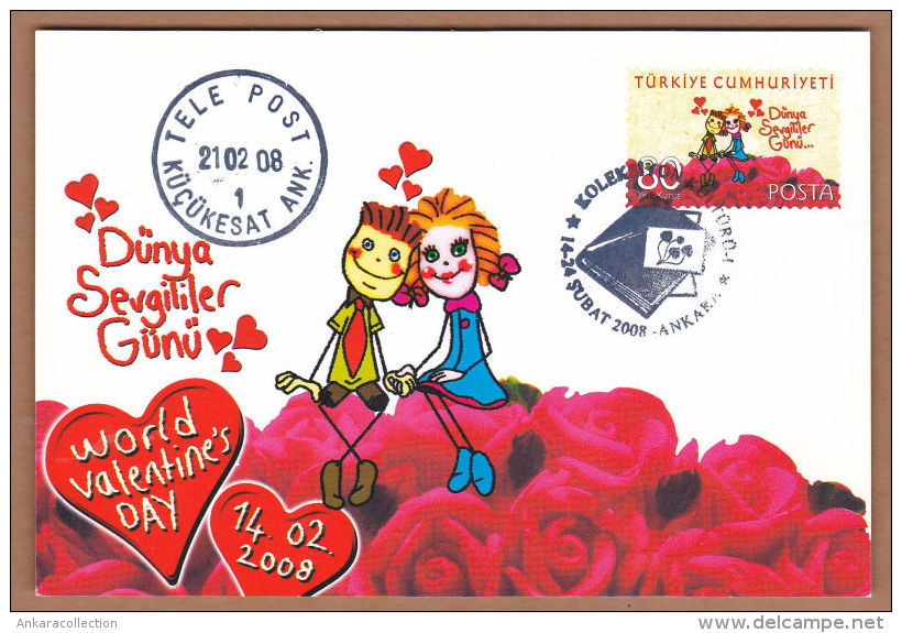 AC - TURKEY POSTAL STATIONARY - WORLD VALENTINE'S DAY ANKARA 14 FEBRUARY 2008 - Postal Stationery