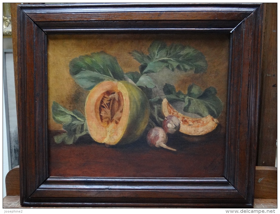 Nature Morte  XIX Siècle Potiron Et Navets Suzanne Bosc 1892 - Oils