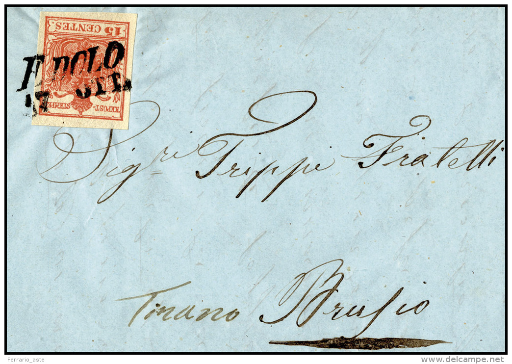 1852 - 15 Cent. (6), Perfetto, Su Lettera Da Edolo 17/10/1852 A Brusio, Svizzera, Tariffa Di Raggio ... - Lombardo-Vénétie