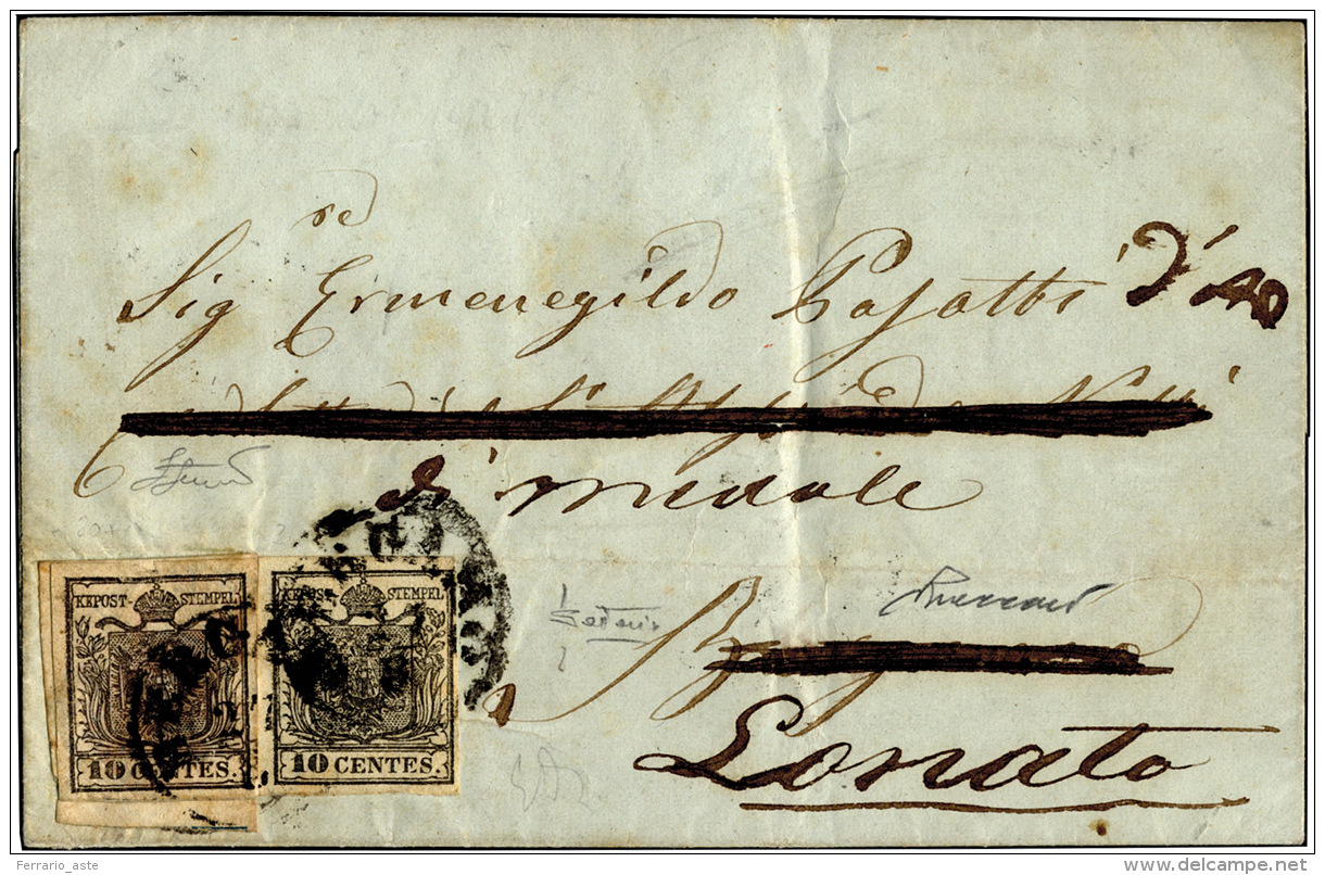 1858 - 15 Cent. Rosso Vermiglio, A Macchina (20), Perfetto, Su Lettera Da Castiglione Delle Stiviere... - Lombardo-Vénétie