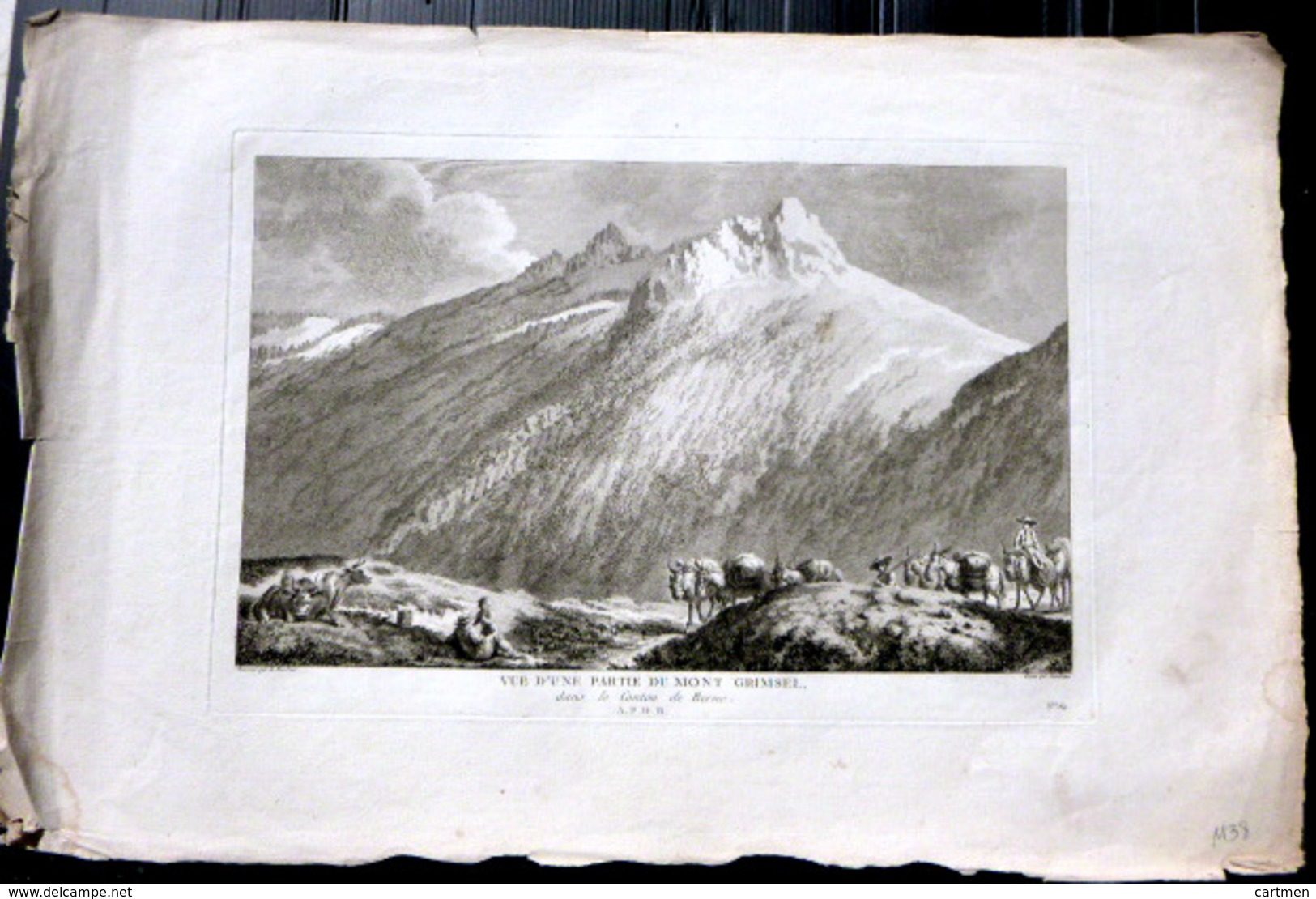 SUISSE SWISS GRANDE VUE D'UNE PARTIE DU MONT GRIMSEL   ZURLAUBEN 1780 - Estampes & Gravures