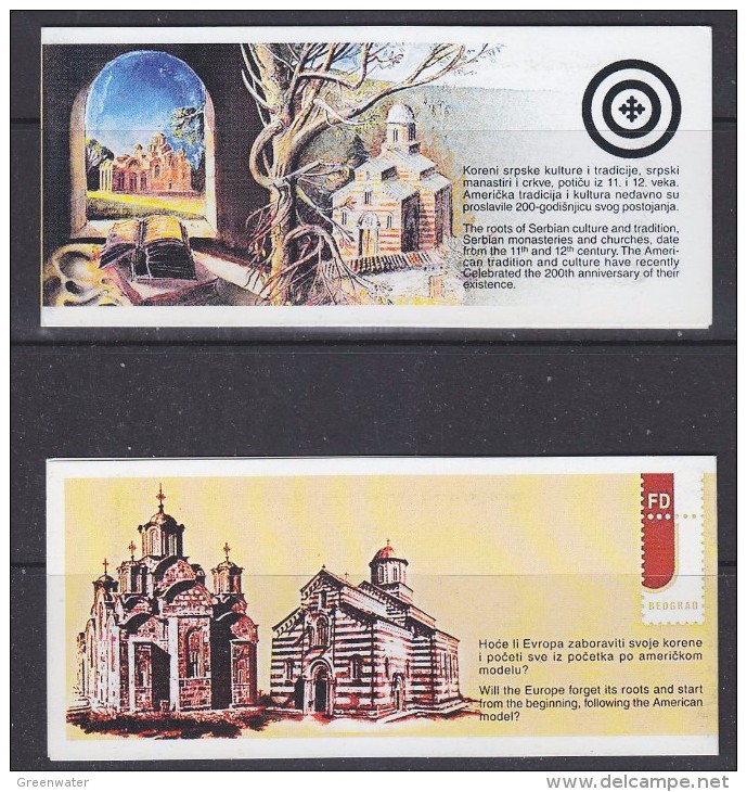 Yugoslavia 1999 Serbian Monasteries Booklet With 2 Strips Of 5v ** Mnh (33644) - Cuadernillos