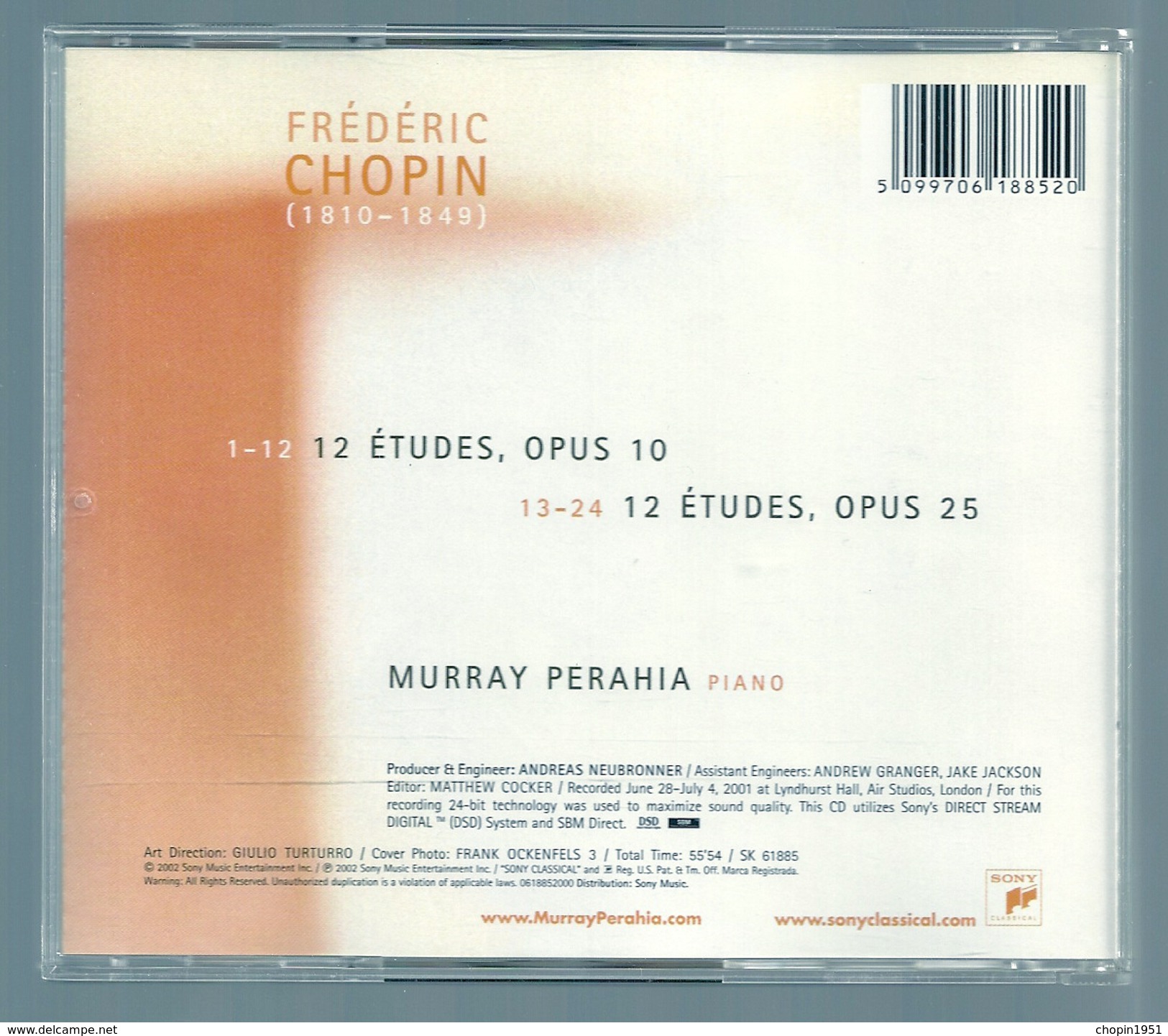 CD PIANO -  CHOPIN : ETUDES  - MURRAY PERAHIA, Piano - Klassik