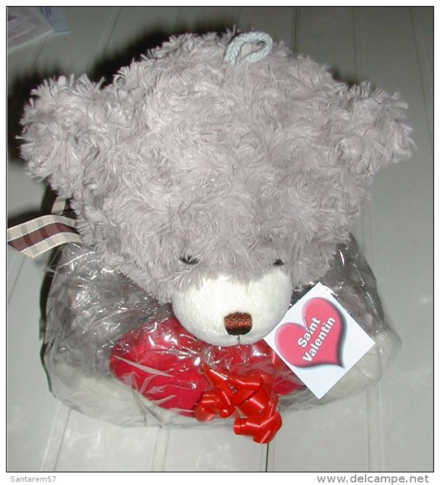 Ours Gris En Peluche Très Doux Avec Coeur Rouge - Ours