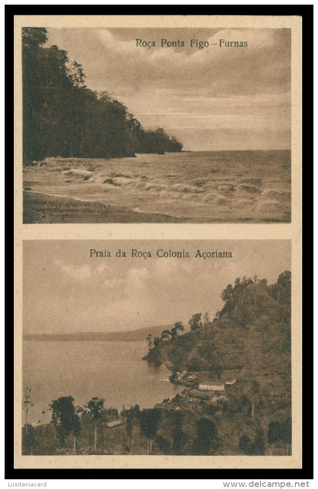 SÃO TOMÉ E PRÍNCIPE- Roça Ponta Figo-Furnas;Praia Da Roça Colonia Açoriana(Ed. Auspicio Menezes Nº T 9712) Carte Postale - Sao Tome Et Principe