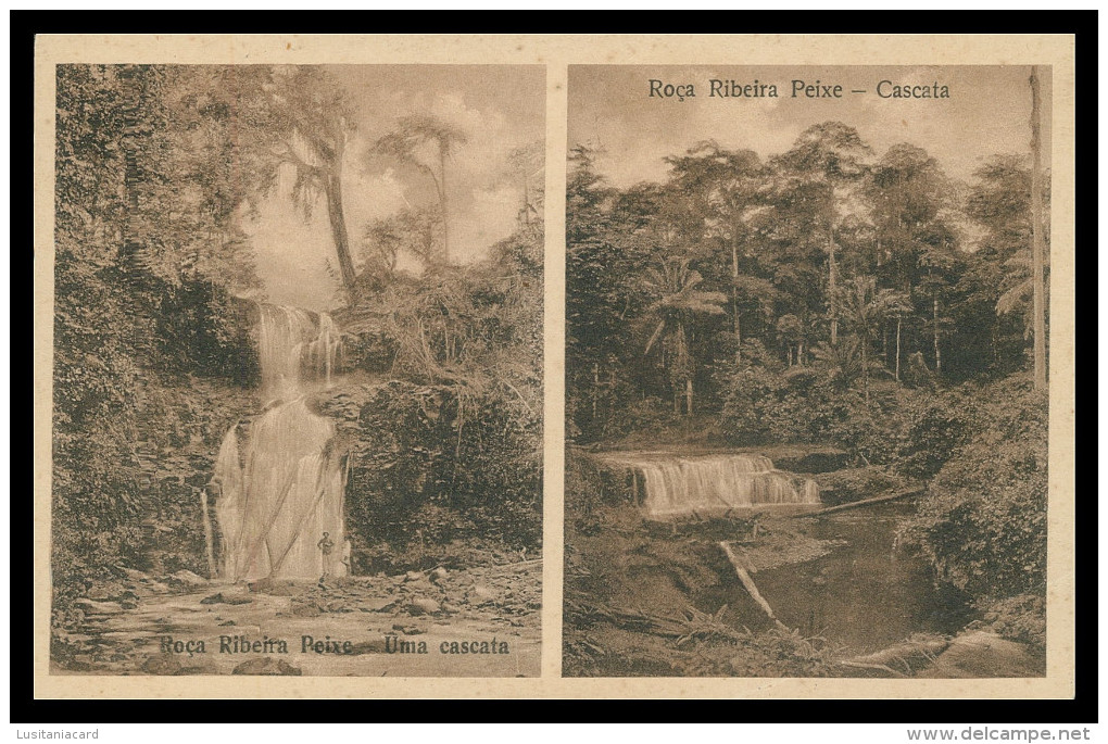 SÃO TOMÉ E PRÍNCIPE - Roça Ribeira Peixe -Uma Cascata(Ed. Auspicio Menezes Nº T 9724) Carte Postale - Sao Tome En Principe