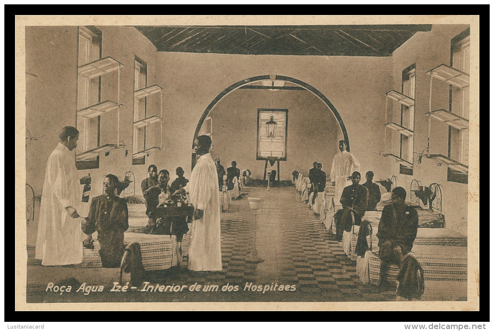 SÃO TOMÉ E PRÍNCIPE-HOSPITAIS - Roça Agua Izé-Interior De Um Dos Hospitaes(Ed. Auspicio Menezes Nº T 9707) Carte Postale - Sao Tome Et Principe