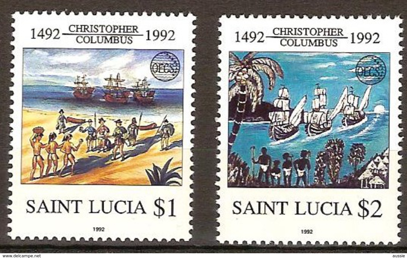 Saint Lucia Sainte Lucie 1992 Yvertn° 979-980 *** MNH Cote 6 Euro Christophe Colomb - Boten