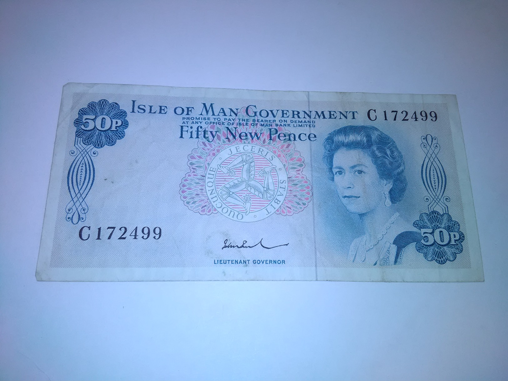 ISLE MAN 1972 50 NEW PENCE P-29a  BANKNOTE LOC#A1281 - 50 New-pence