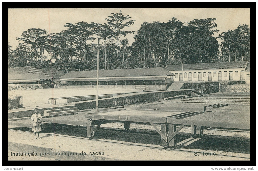 SÃO TOMÉ E PRÍNCIPE -Instalação Para Secagem Do Cacau(Ed. Governo De S. Tomé E Principe R-S/477/1928) Carte Postale - Sao Tome En Principe