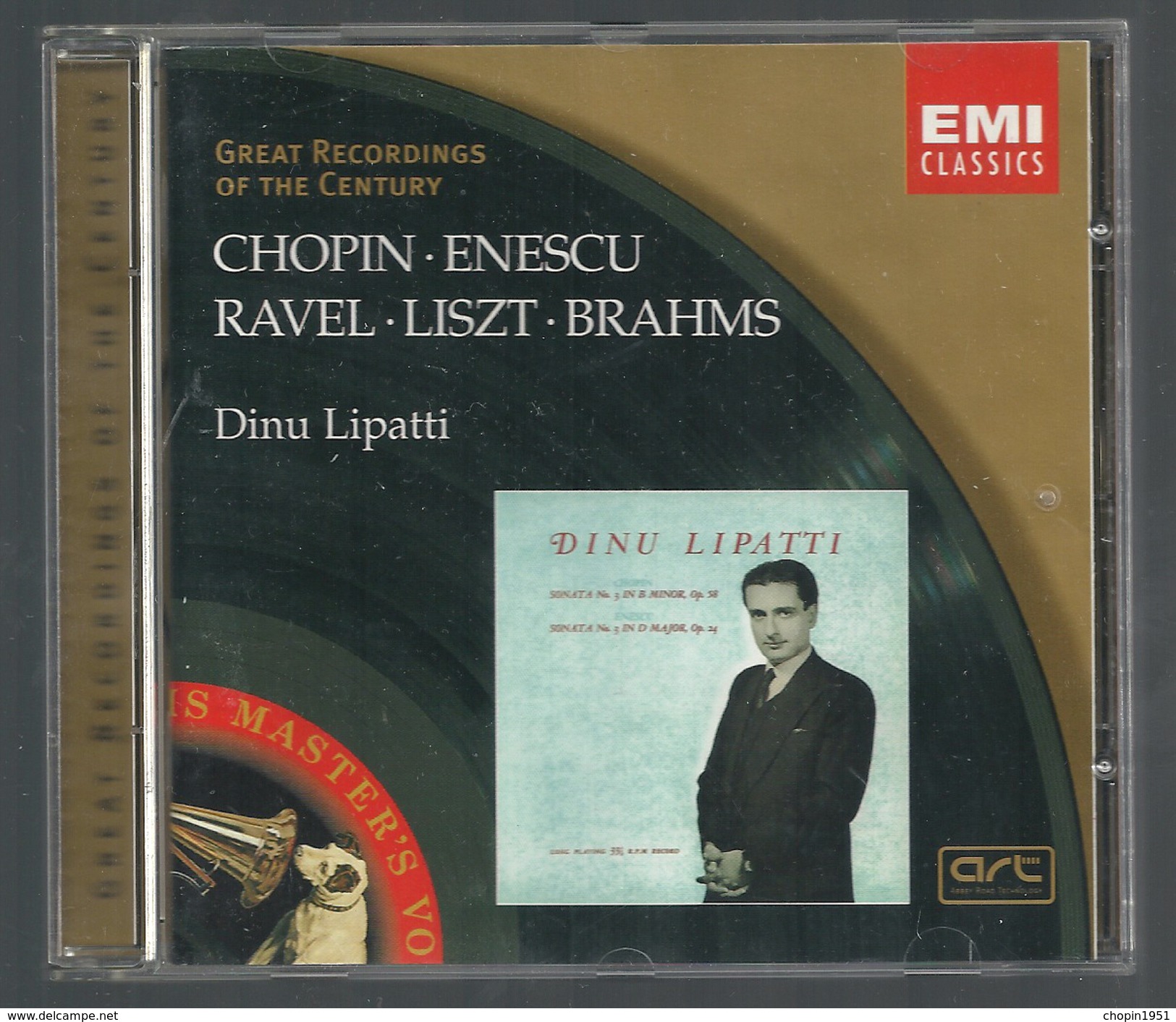 CD PIANO -  CHOPIN /ENESCU / RAVEL / LISZT / BRAHMS - DINU LIPATTI, Piano - Classique