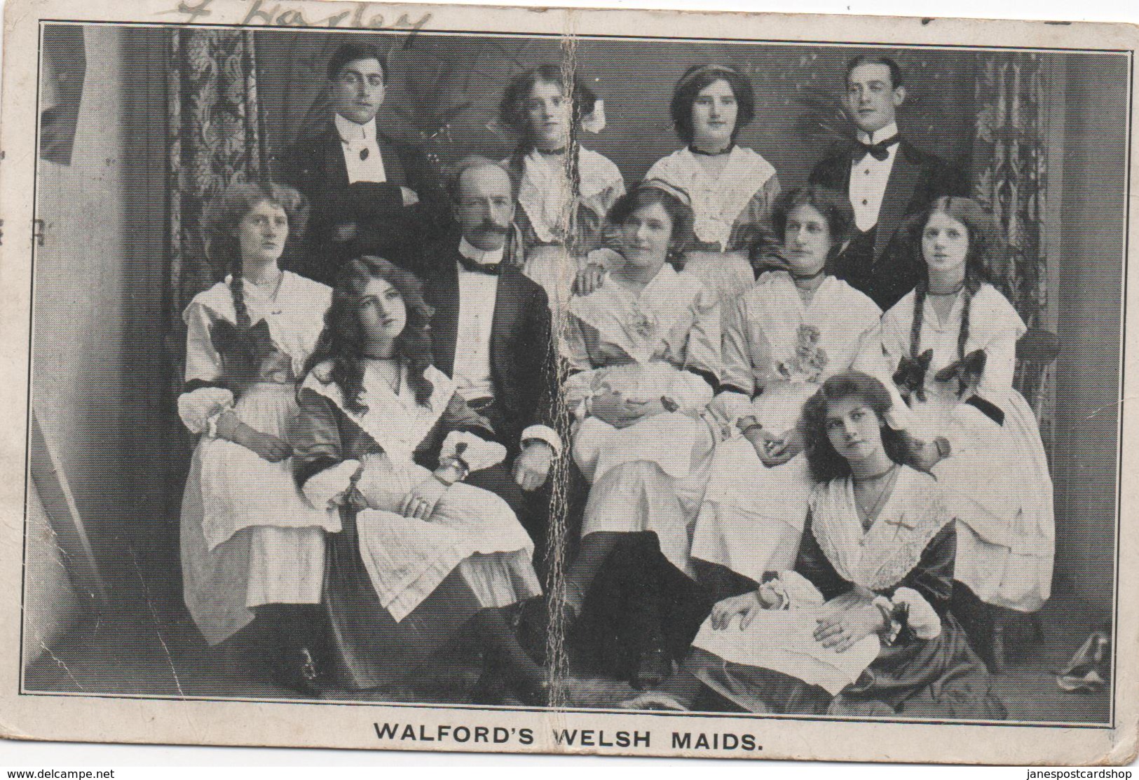 WALFORD'S WELSH MAIDS - CAMPANOGISTS - ENTERTAINERS - Dated 1912 - Creased - Croydon Machine Wavey Postmark - Entertainers