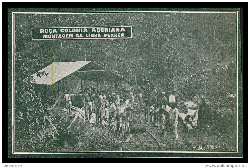 SÃO TOMÉ E PRÍNCIPE -  Roça Colonia Açoriana - Montagem Da Linha Ferrea (Ed. "A Ilustradora") Carte Postale - Sao Tome Et Principe