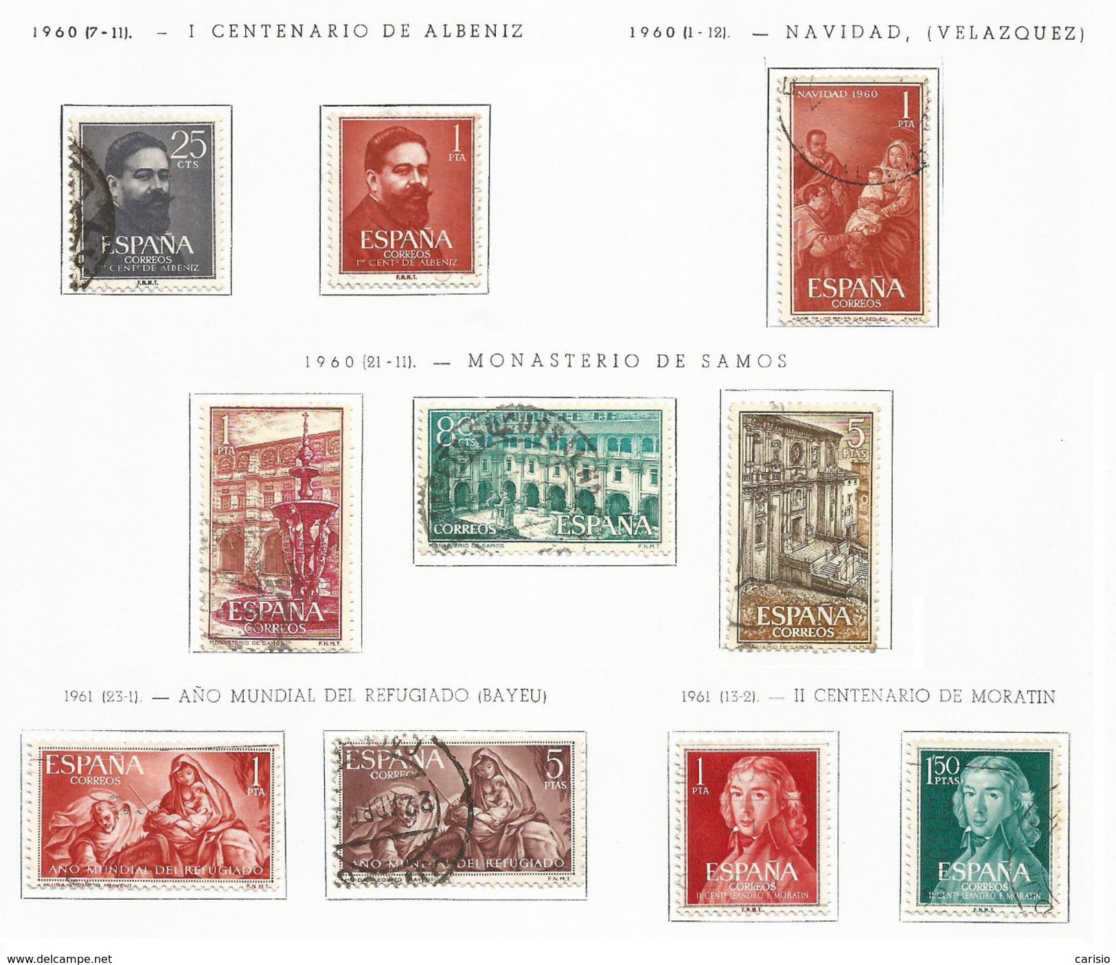 ESPAÑA-SPAIN AÑOS 1960-1961 EDIFIL 1320/1329 USADOS. 5 SERIES COMPLETAS. - Oblitérés