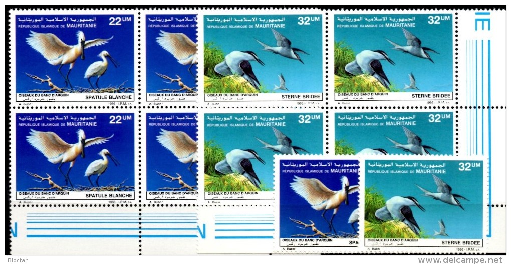 Nationalpark Vögel 1986 Mauretanien 901/2+ER-VB ** 22€ Löffler Seeschwalbe Naturschutz WWF Hb M/s Birds Sheet MAURITANIE - Protezione Dell'Ambiente & Clima