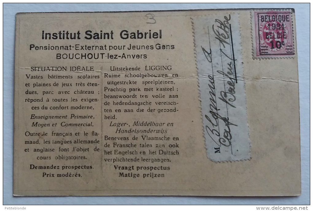 (J603) - Institut Saint Gabriel / Bouchout-lez-Anvers / Pensionnat-Externat Pour Jeunes Gens - Boechout