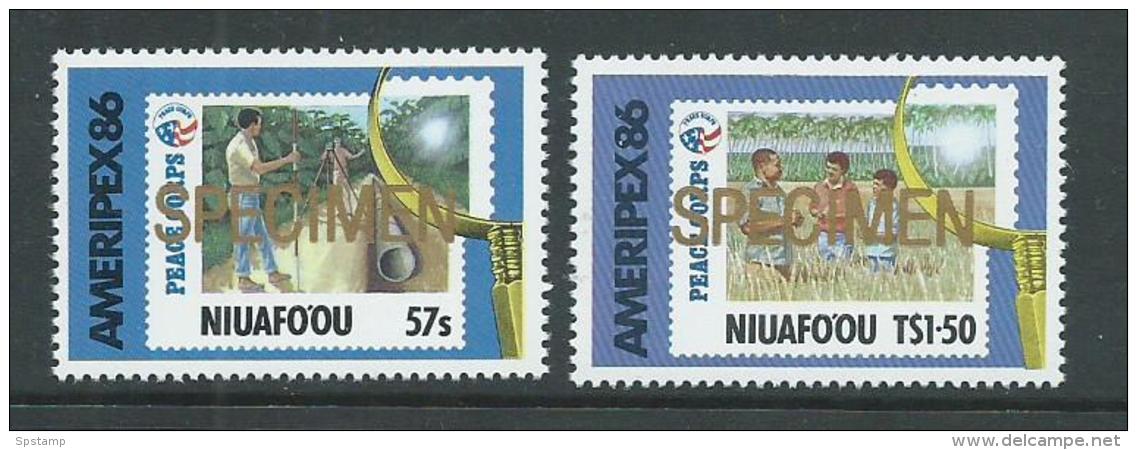 Tonga Niuafo´ou 1986 Ameripex Peace Corps Set 2 Gold Specimen Overprint MNH - Tonga (1970-...)