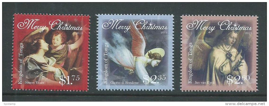 Tonga 2013 Christmas Paintings Of Angels Set Of 3 MNH - Tonga (1970-...)