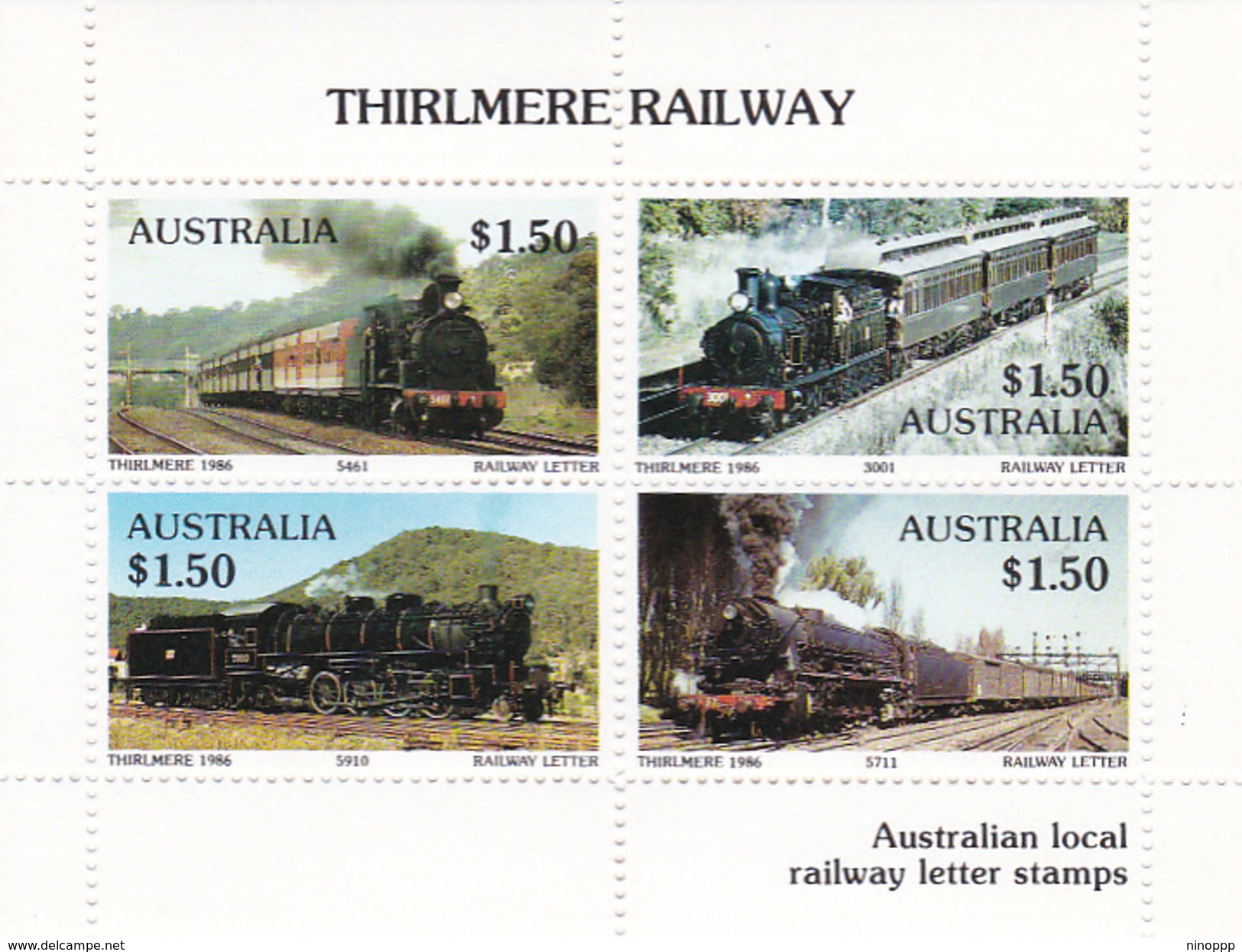 Australia 1986 Thirlmere Railway Miniature Sheet B MNH - Trains