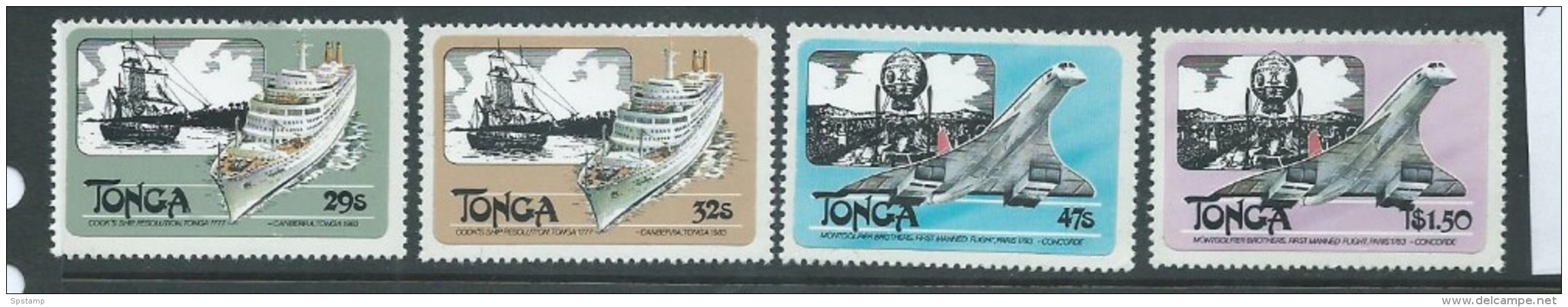 Tonga 1983 Sea & Air Transport Set 4 Self Adhesives MNH - Tonga (1970-...)