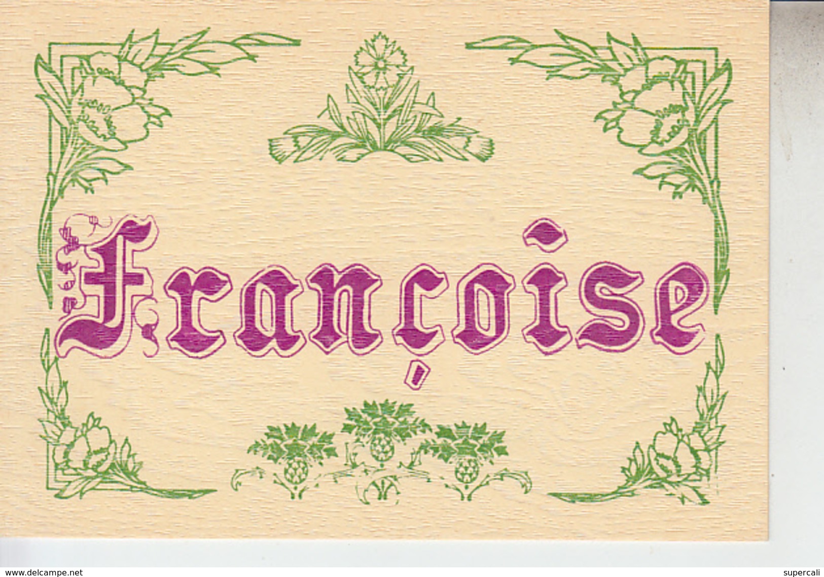 RT29.252  PRENOM  : FRANçOISE.EN VIOLET. CADRE FLEURS EN VERT.DESSIN .P. GERARD.EDIT.C. LAMBERT - Prénoms