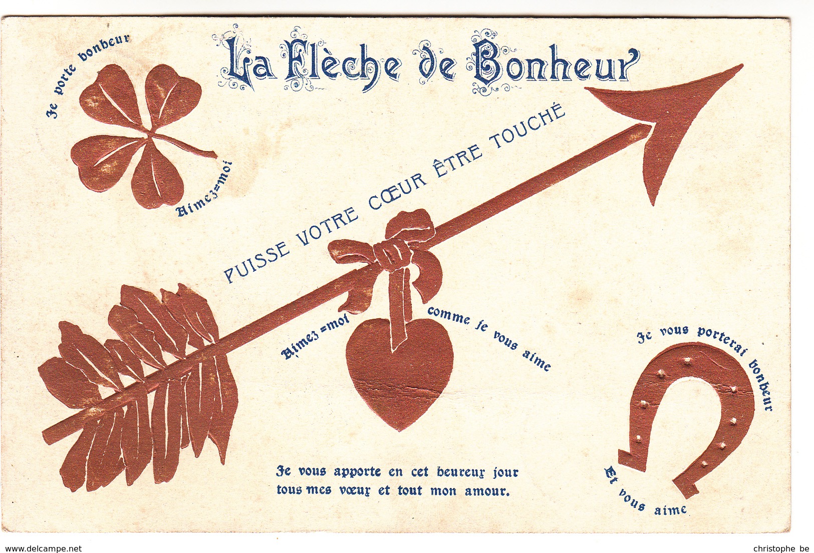 CPA, La Flèche De Bonheur, Carte Reliëf, Gaufrée (pk31046) - Saint-Valentin