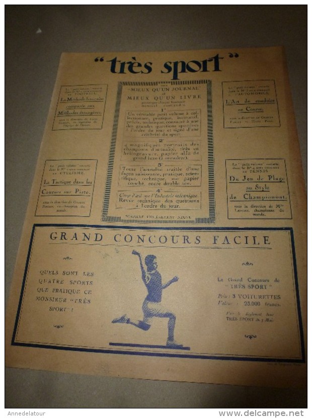 1923     " TRES SPORT "    Publicité ----> Magazine Sportif D'un Genre Absolument Nouveau - Publicités