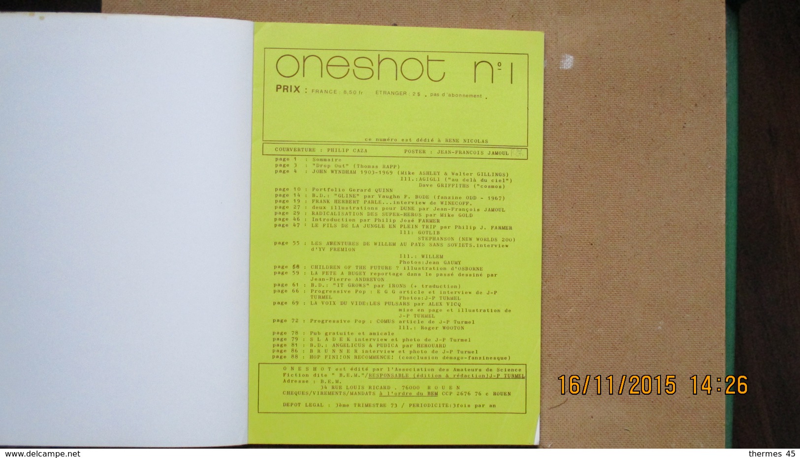 B.D. REVUE / ONESHOT N° 1 / B.E.M. DE ROUEN / 1973 - Autre Magazines