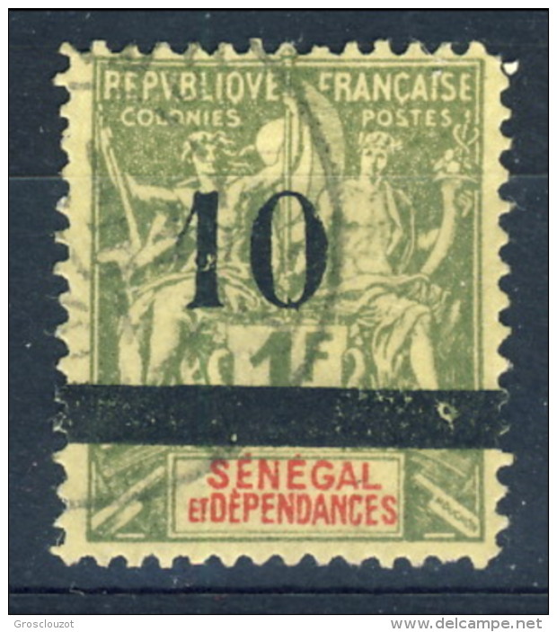 Senegal 1903 N. 29 C. 10 Su  F. 1 Verde Oliva Usato Catalogo € 115 - Altri & Non Classificati