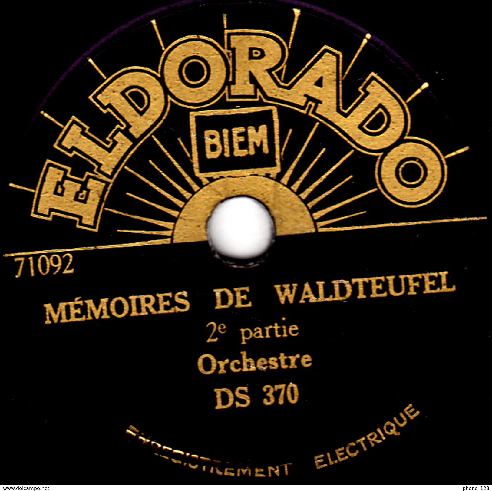 78 T. -  20 Cm - état Tb -  Orchestre -  MEMOIRES DE WALDTEUFEL 1re Et 2e Parties - 78 T - Disques Pour Gramophone