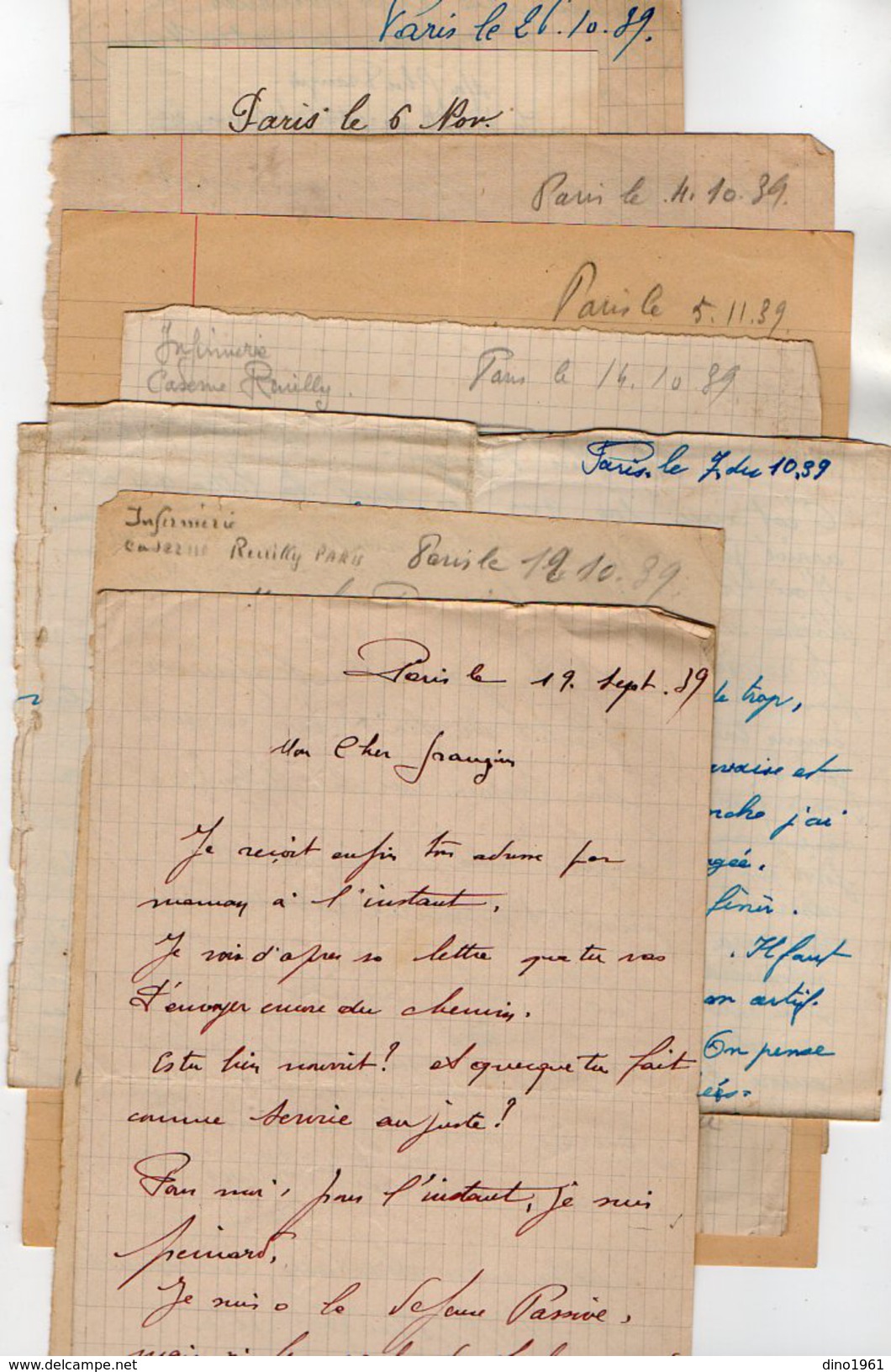 VP6314 - MILITARIA  Guerre 39/45 - 8 Lettres De Mr Frepp ( Charlot ) Au 212 ème Rgt Régional D.P Caserne Reuilly à PARIS - Dokumente