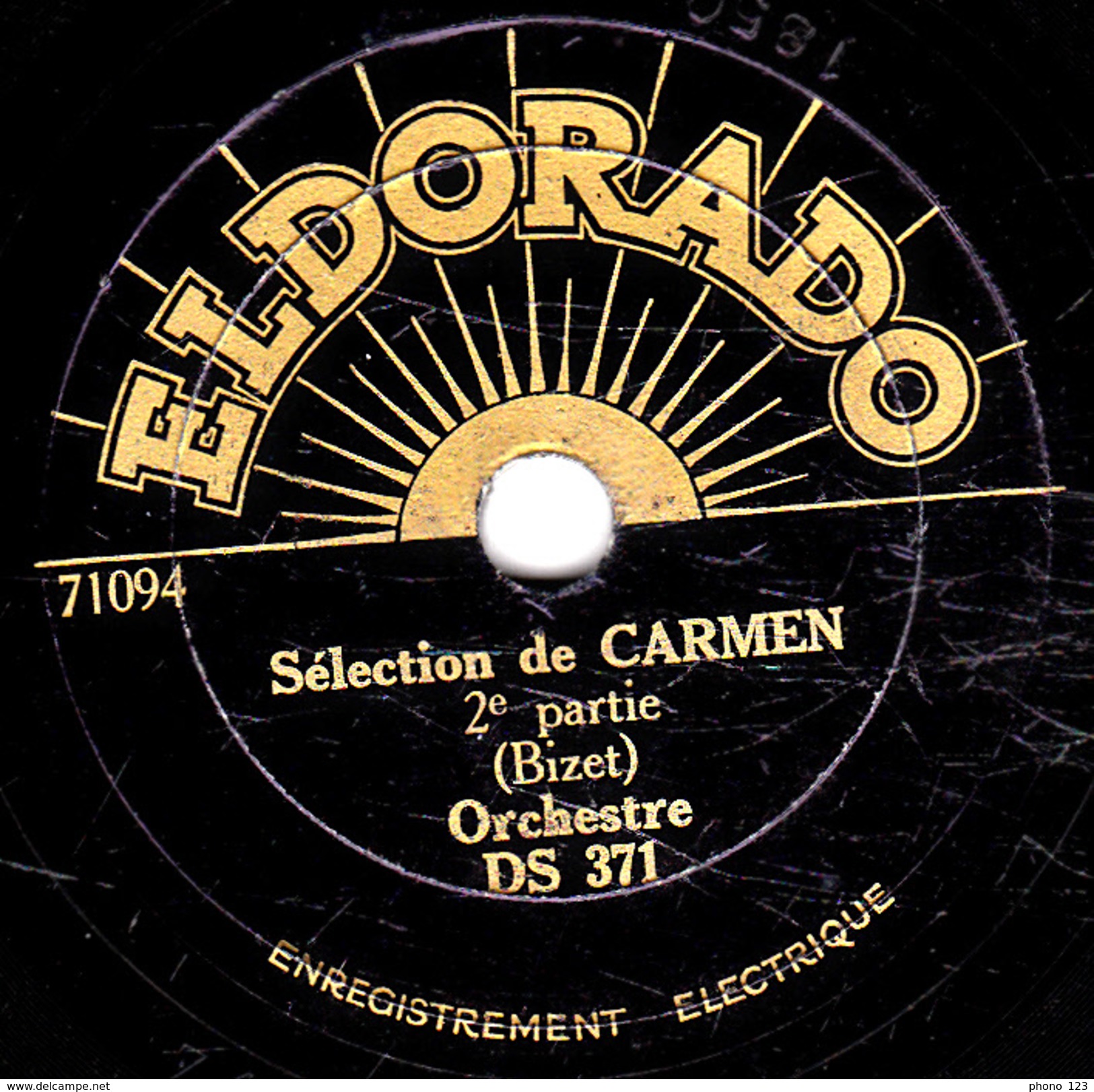 78 T. -  20 Cm - état Tb -  Orchestre -  Sélection De CARMEN 1re Et 2e Parties - 78 T - Disques Pour Gramophone