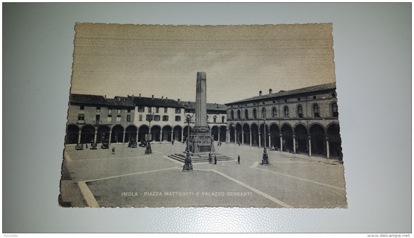 C-47603 IMOLA PIAZZA MATTEOTTI E PALAZZO SERSANTI AUTO D'EPOCA - Imola