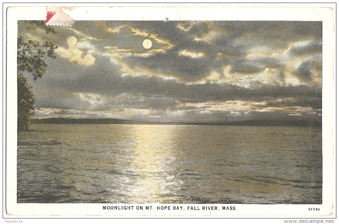 USA - MA - Moonlight On Mt. Hope Bay, Fall River -  C. T. American Art Colored / CTCo N° 61596 - Fall River