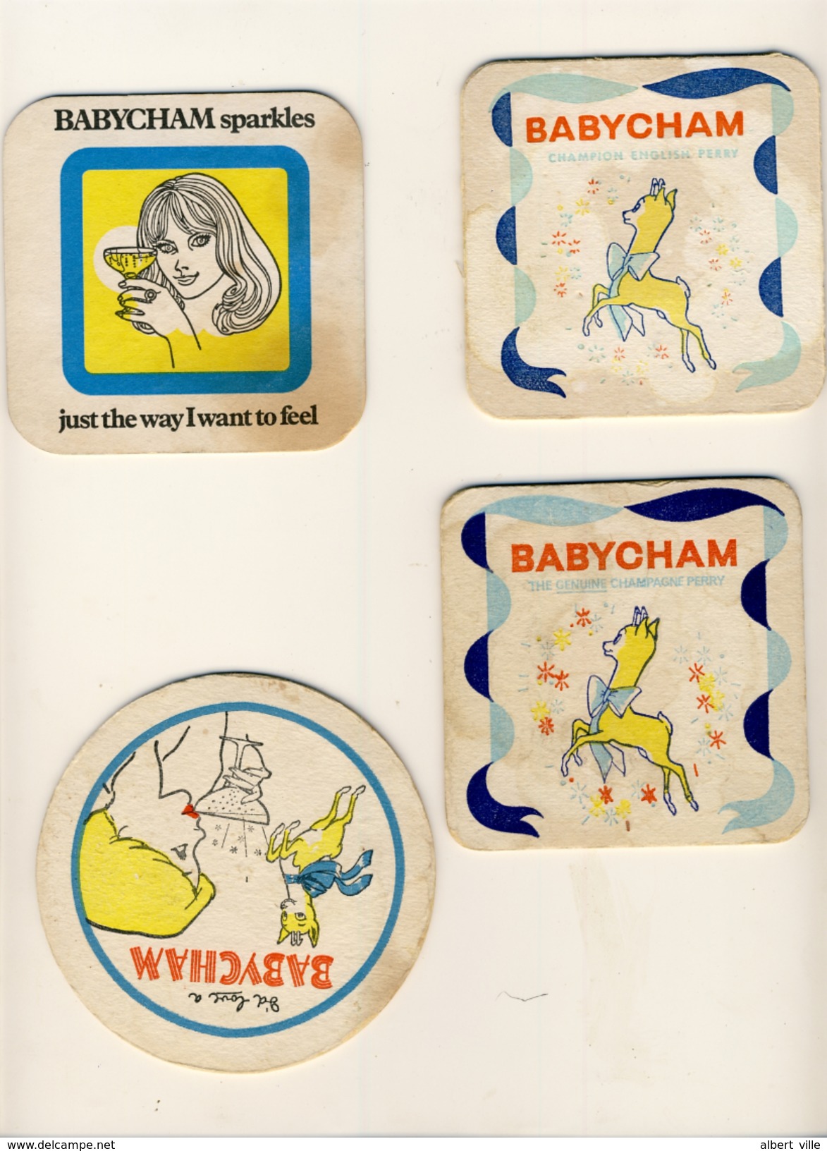 Lot 4  Scarse  With Defects Sous Bock Bierdeckel Coaster Bierviltje BABYCHAM 1982,1983 Chamois, Champagne Poire, Perry - Beer Mats