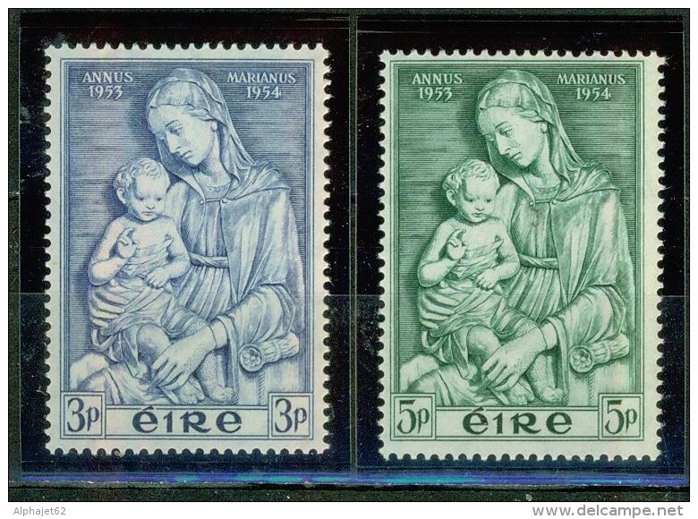 Année Mariale - IRLANDE - Vierge à L'enfant, Lucca Della Robbia, Eglise Saint Gaetan, Florence - N° 122-123 ** - 1954 - Unused Stamps