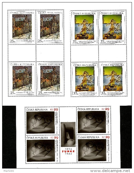 Czech Republic - 2014 - Art On Stamps - Jakub Schikaneder, Jaromir Funke, Salvador Dali - Mint Miniature Sheets Set - Neufs