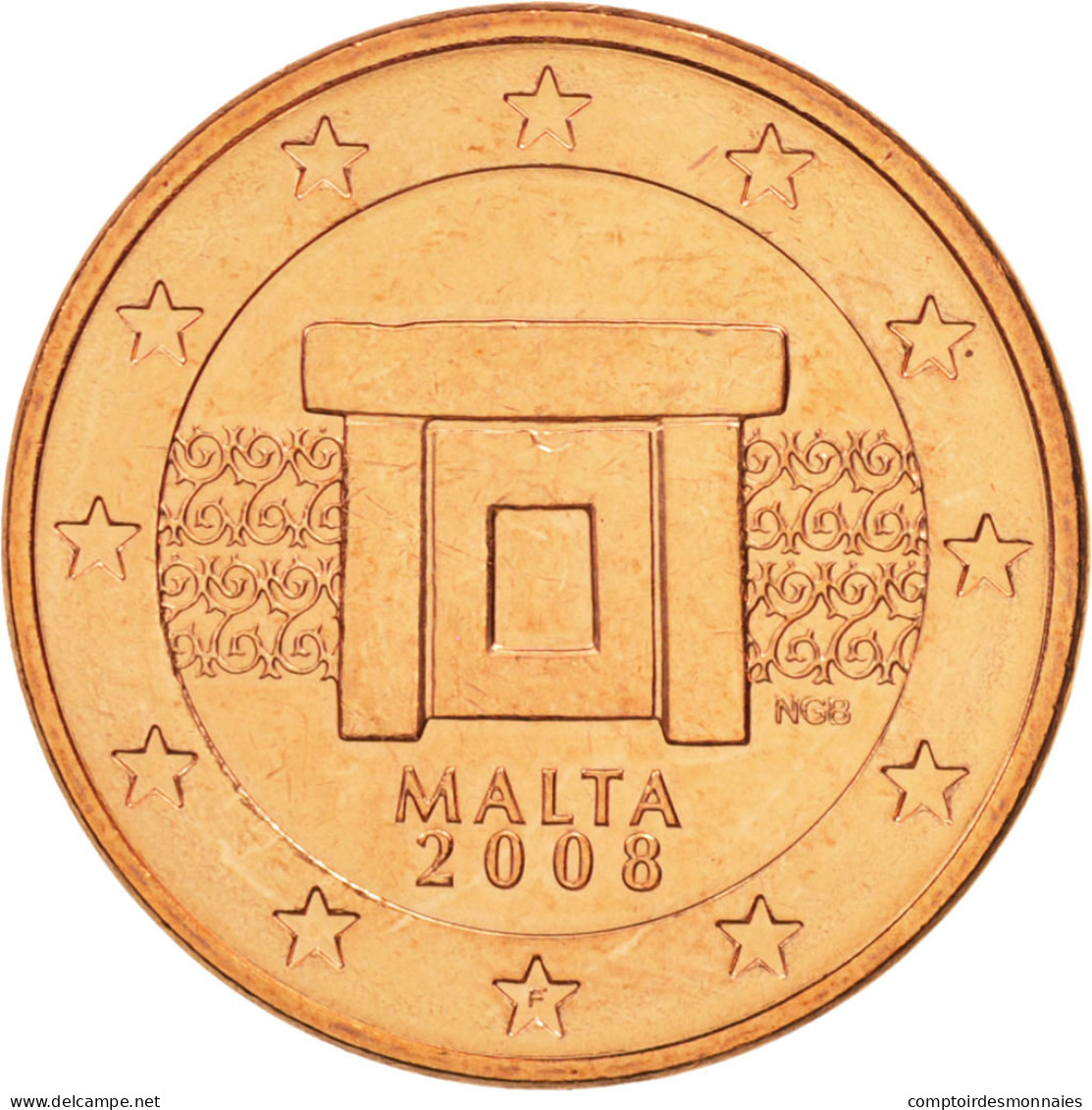 Malte, 5 Euro Cent, 2008, SPL, Copper Plated Steel, KM:127 - Malta