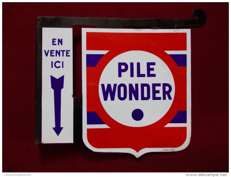 - Plaque émaillée "Pile Wonder" . Double Face - - Sonstige & Ohne Zuordnung