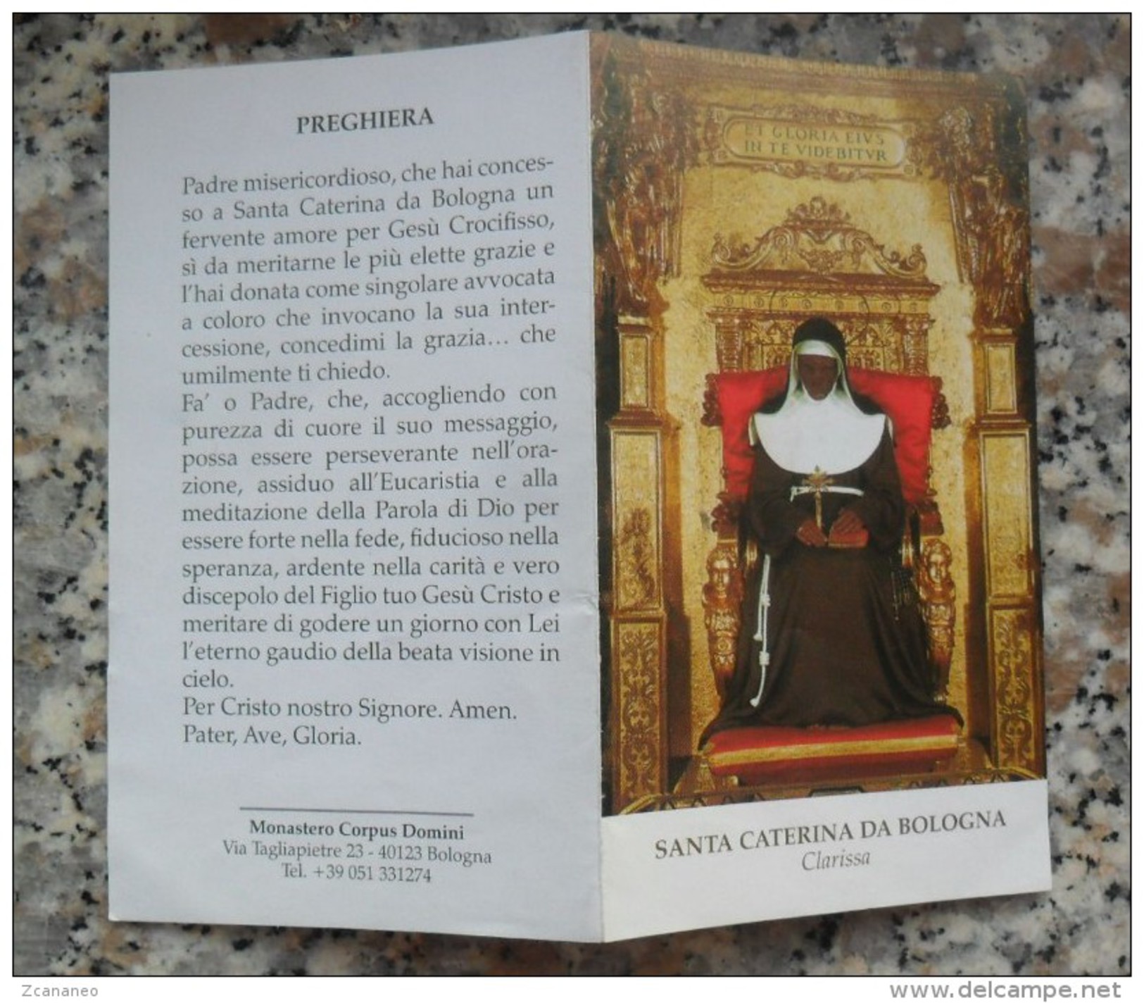 *SANTINO PIEGHEVOLE DI SANTA CATERINA DA BOLOGNA CLARISSA - - Devotion Images