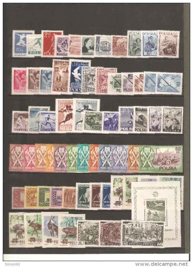 POLOGNE  ANNEE  COMPLETE 1954  NEUVE ** MNH LUXE  65 TIMBRES 1 BLOC + ND+ 769a/772a - Full Years