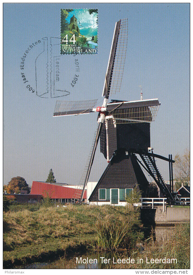D27092 CARTE MAXIMUM CARD FD 2007 NETHERLANDS - MILL TER LEEDE - CITY OF LEERDAM - BEAUTIFUL HOLLAND - CP ORIGINAL - Molens