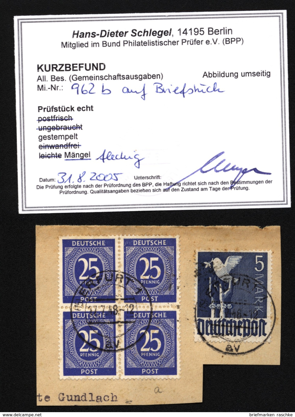 Kontrollrat,962b,o,Befund Mängel (125) - Used