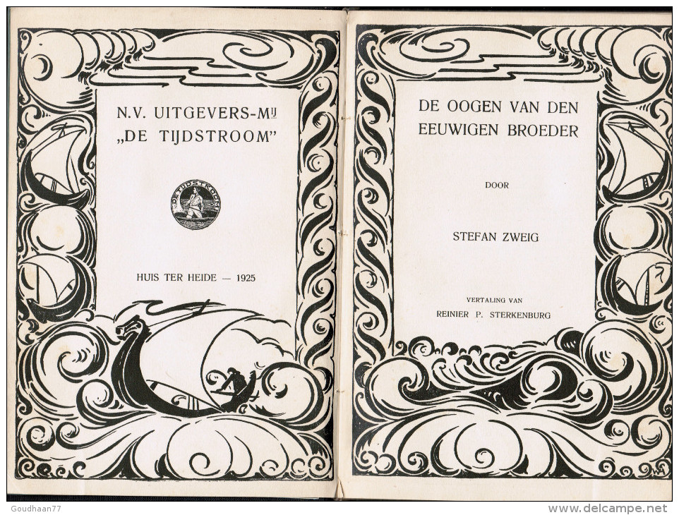 De Oogen Van Den Eeuwigen Broeder Huis Ter Heide, Tijdstroom. 1925. Book, Zwart Bedrukt Linnen. - Oud